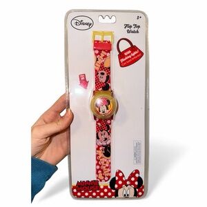 DISNEY Minnie Mouse Flip Top Wrist Watch Youth Kids NEW Great Stocking Stuffer